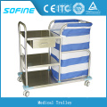 SF-HJ4060 hospital use stainless steel hospital cart with wheels